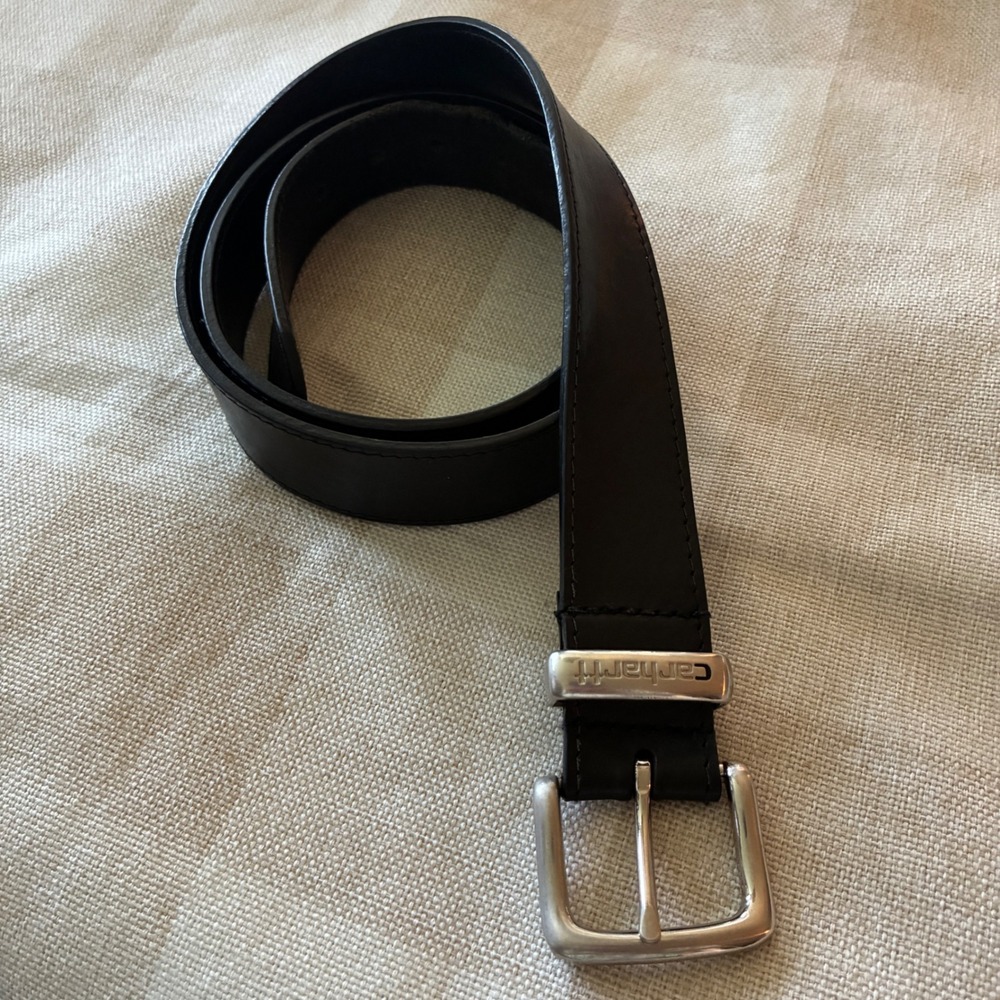 Carhartt Leather Belt Men 42 Black Workwear Casual Utility Classic Logo Buckle